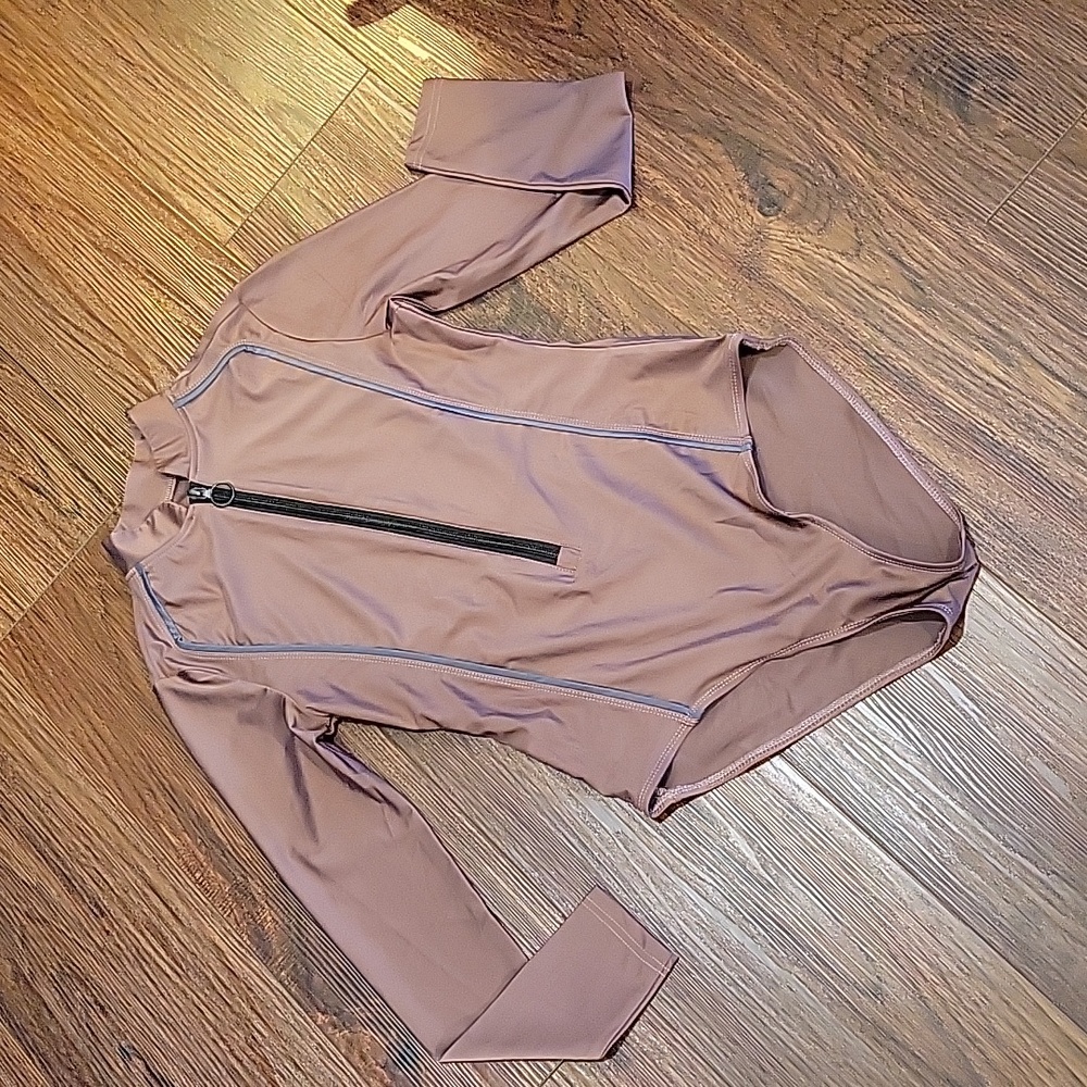 S BROWN ONE PIECE SWIMSUIT WITH LONG SLEEVES NWOT